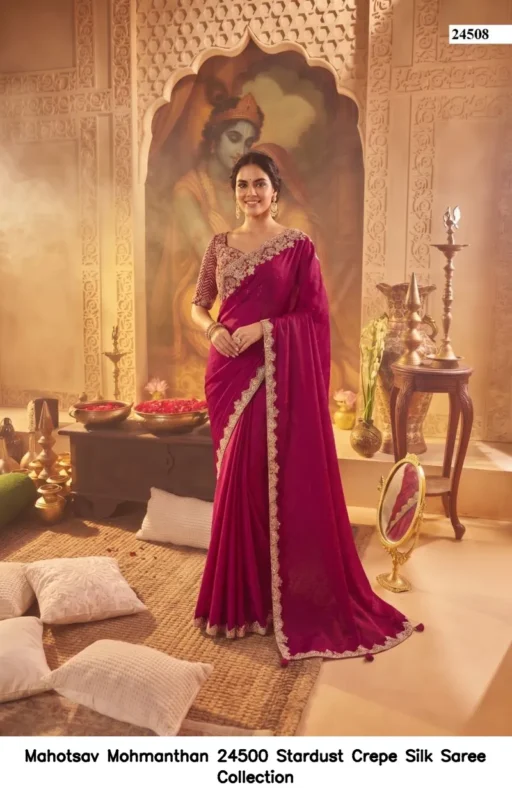 Mahotsav Mohmanthan 24500 Stardust Crepe Silk Saree Collection