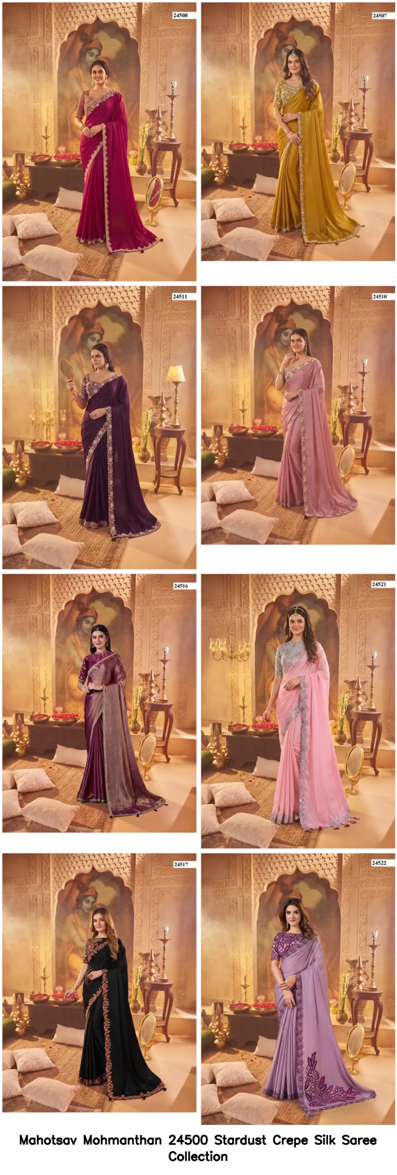 Mahotsav Mohmanthan 24500 Stardust Crepe Silk Saree Collection - Image 11