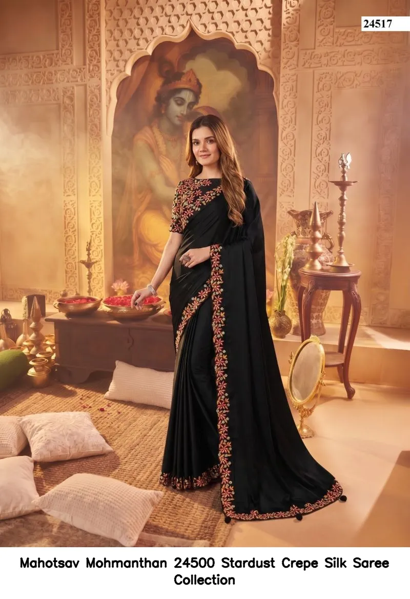 Mahotsav Mohmanthan 24500 Stardust Crepe Silk Saree Collection - Image 12