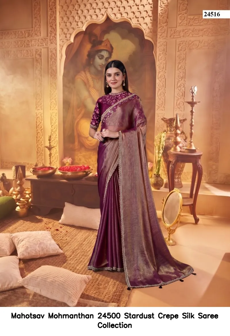 Mahotsav Mohmanthan 24500 Stardust Crepe Silk Saree Collection - Image 3