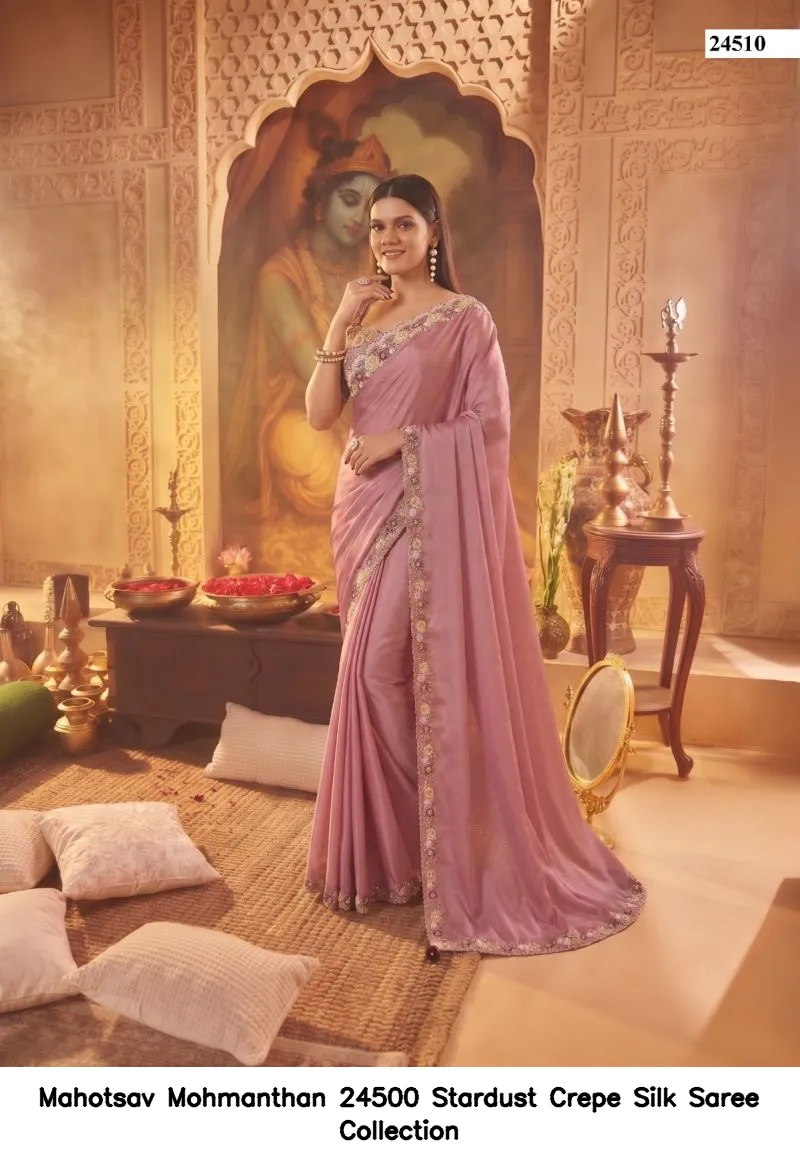 Mahotsav Mohmanthan 24500 Stardust Crepe Silk Saree Collection - Image 4