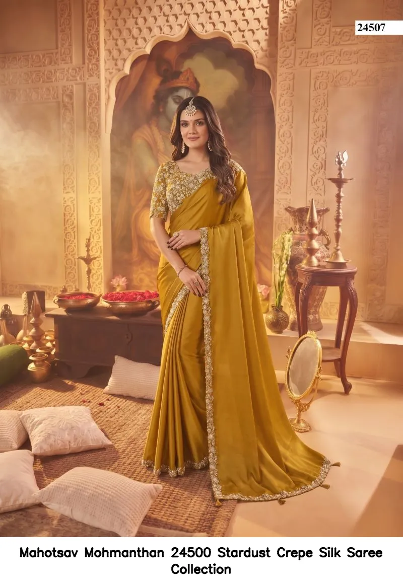 Mahotsav Mohmanthan 24500 Stardust Crepe Silk Saree Collection - Image 5