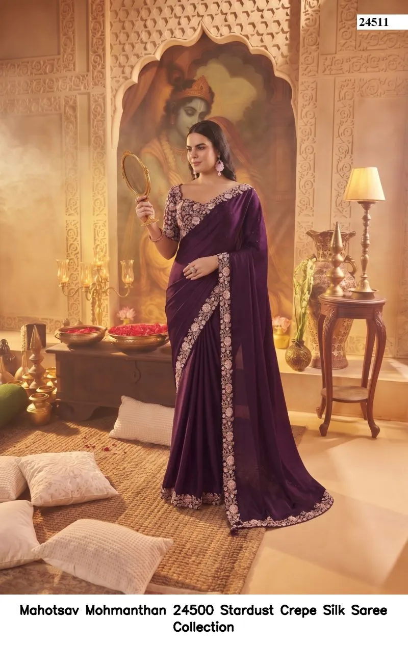 Mahotsav Mohmanthan 24500 Stardust Crepe Silk Saree Collection - Image 6
