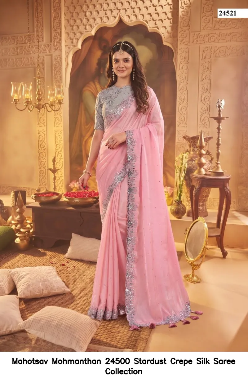 Mahotsav Mohmanthan 24500 Stardust Crepe Silk Saree Collection - Image 7