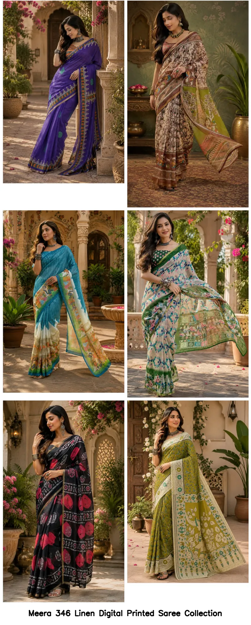 Meera 346 Linen Digital Printed Saree Collection - Image 3