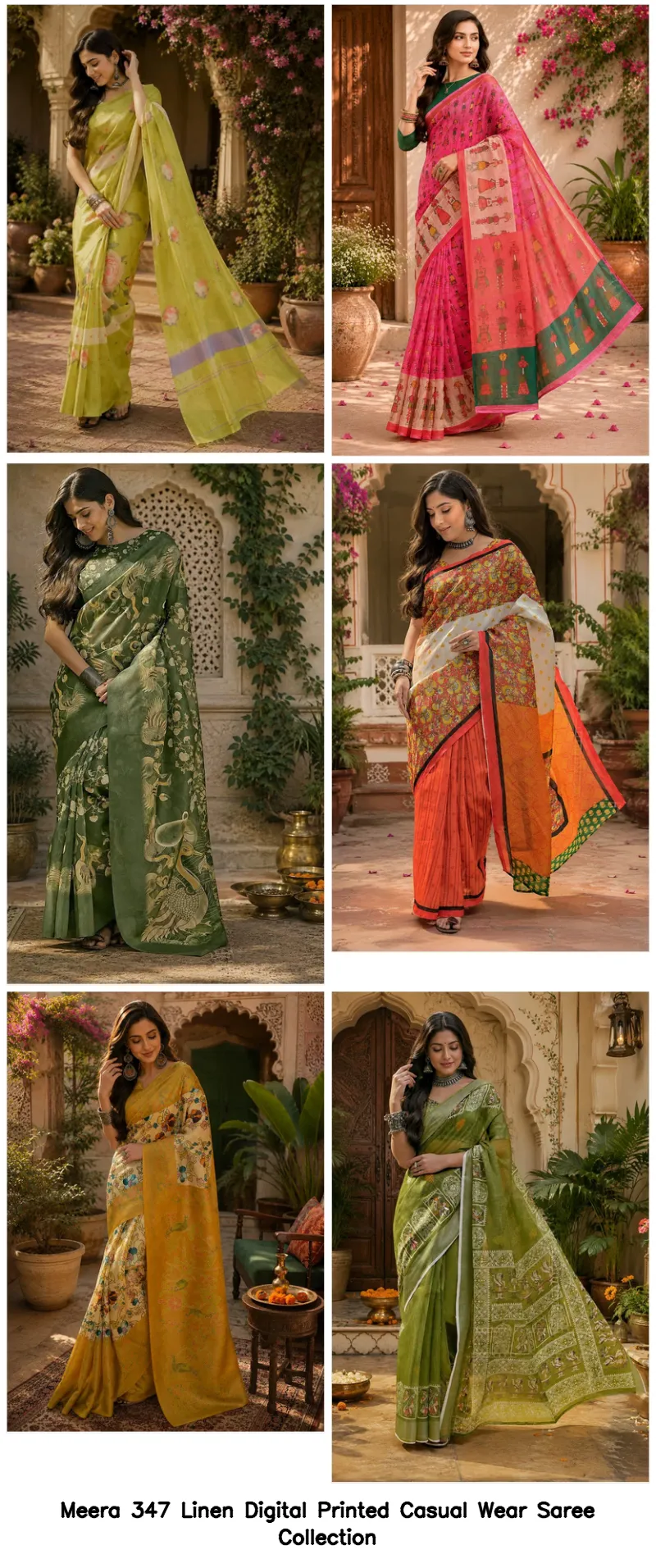 Meera 347 Linen Digital Printed Casual Wear Saree Collection - Image 3