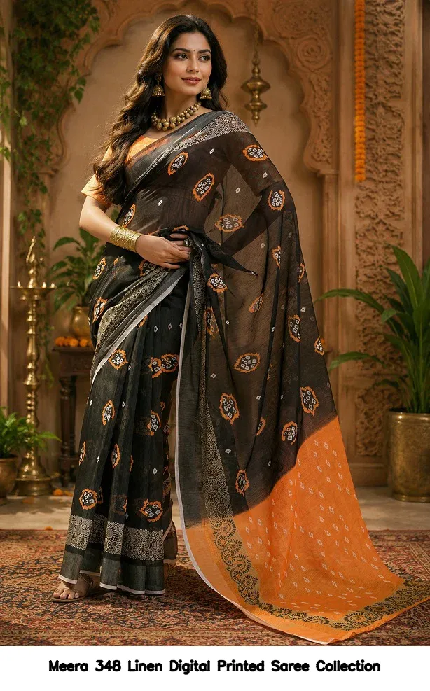 Meera 348 Linen Digital Printed Saree Collection