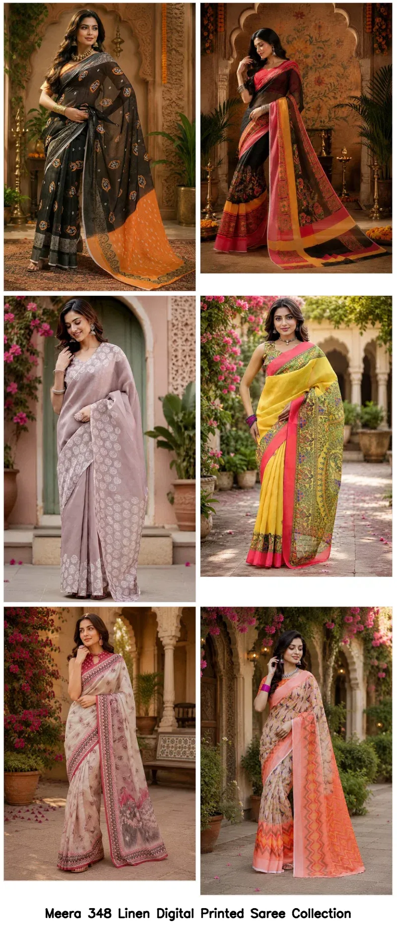 Meera 348 Linen Digital Printed Saree Collection - Image 3