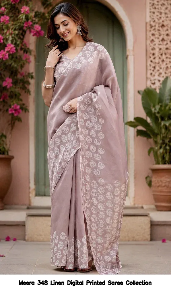 Meera 348 Linen Digital Printed Saree Collection - Image 6