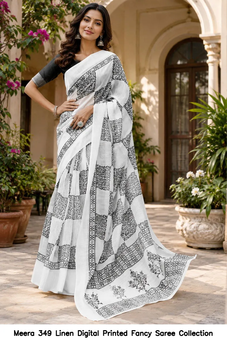 Meera 349 Linen Digital Printed Fancy Saree Collection - Image 2