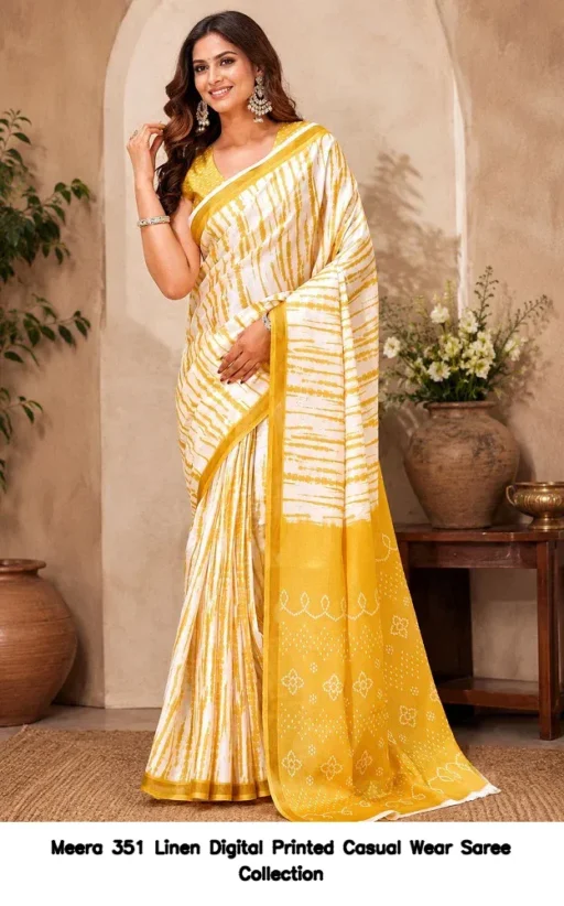 Meera 351 Linen Digital Printed Casual Wear Saree Collection