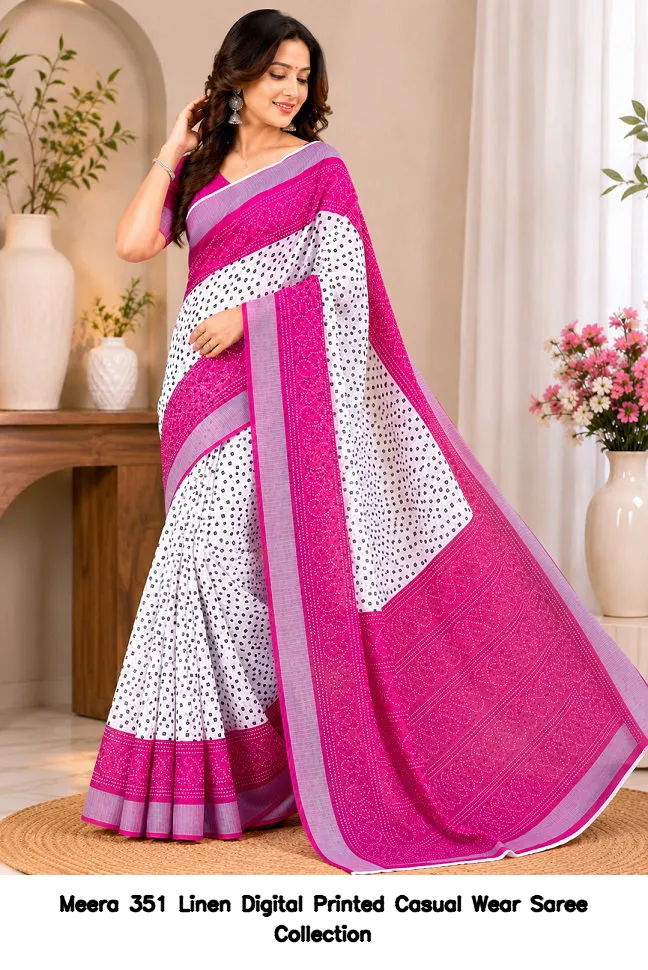 Meera 351 Linen Digital Printed Casual Wear Saree Collection - Image 2
