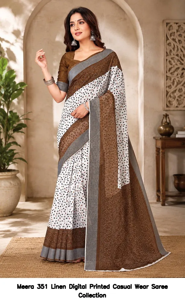 Meera 351 Linen Digital Printed Casual Wear Saree Collection - Image 5