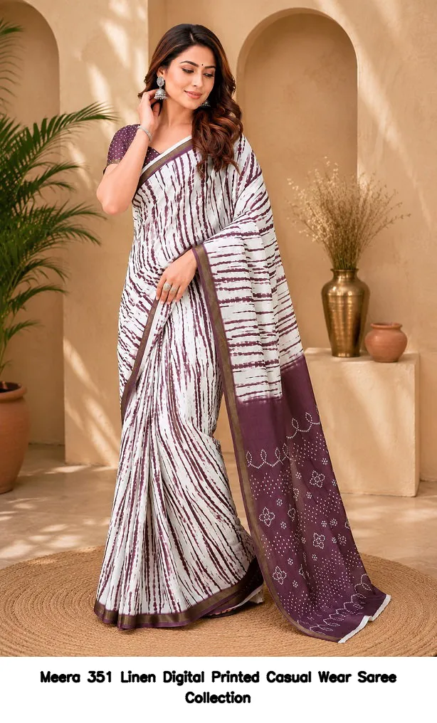 Meera 351 Linen Digital Printed Casual Wear Saree Collection - Image 7