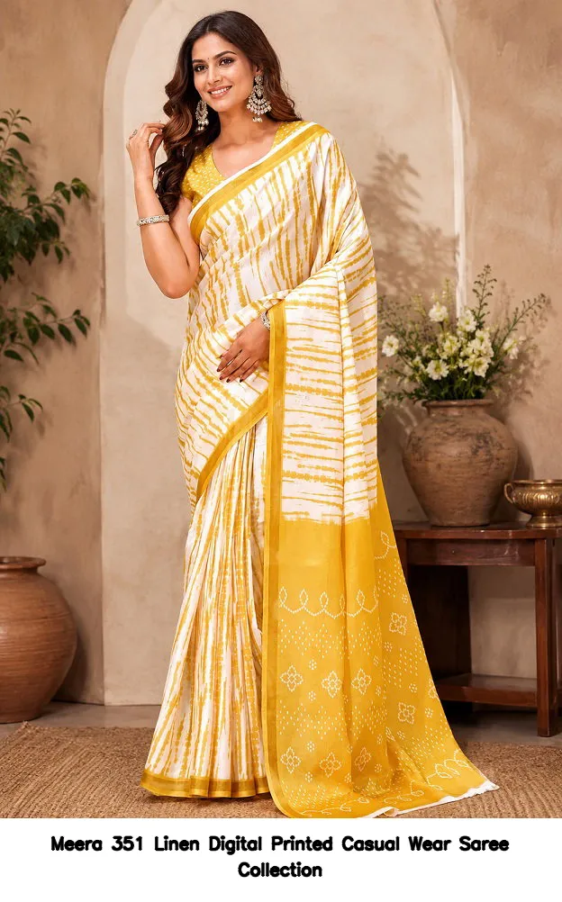 Meera 351 Linen Digital Printed Casual Wear Saree Collection - Image 8