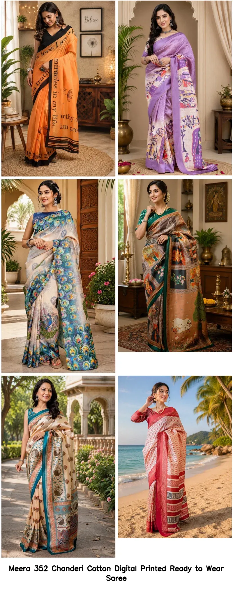 Meera 352 Chanderi Cotton Digital Printed Ready to Wear Saree - Image 3