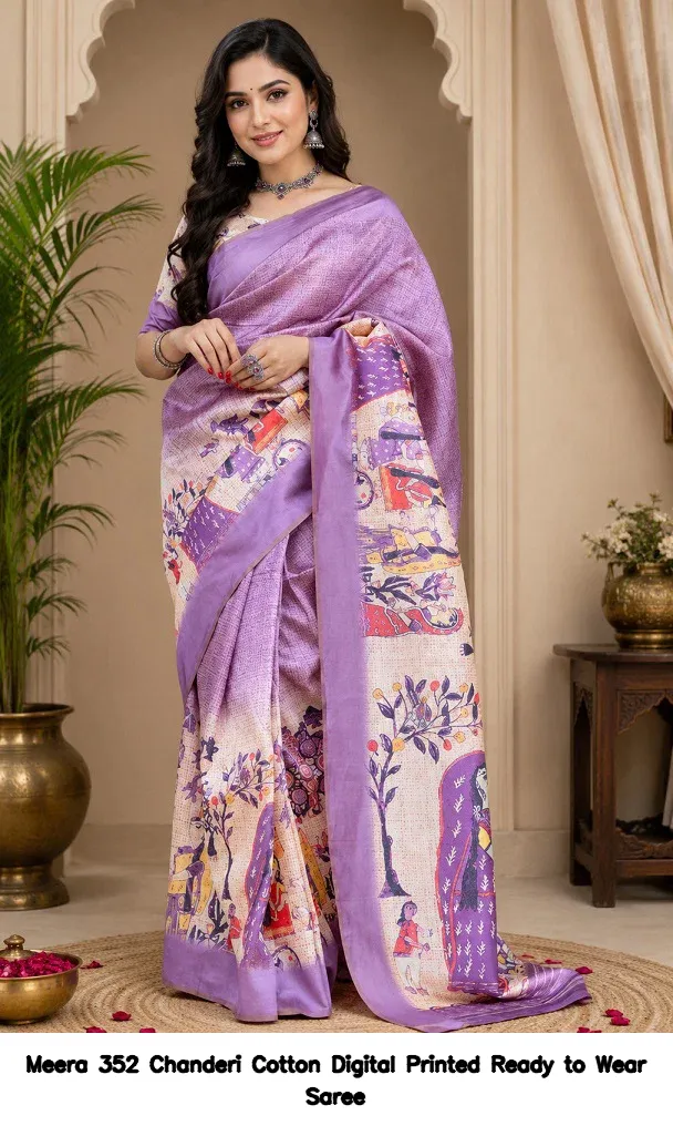 Meera 352 Chanderi Cotton Digital Printed Ready to Wear Saree - Image 4