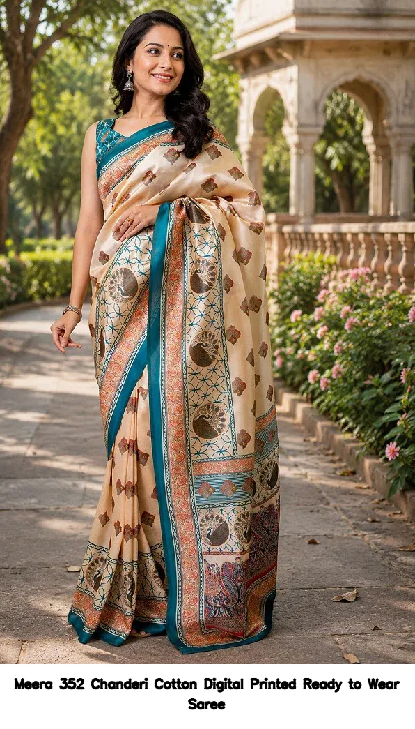 Meera 352 Chanderi Cotton Digital Printed Ready to Wear Saree - Image 5