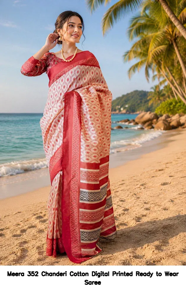 Meera 352 Chanderi Cotton Digital Printed Ready to Wear Saree - Image 8