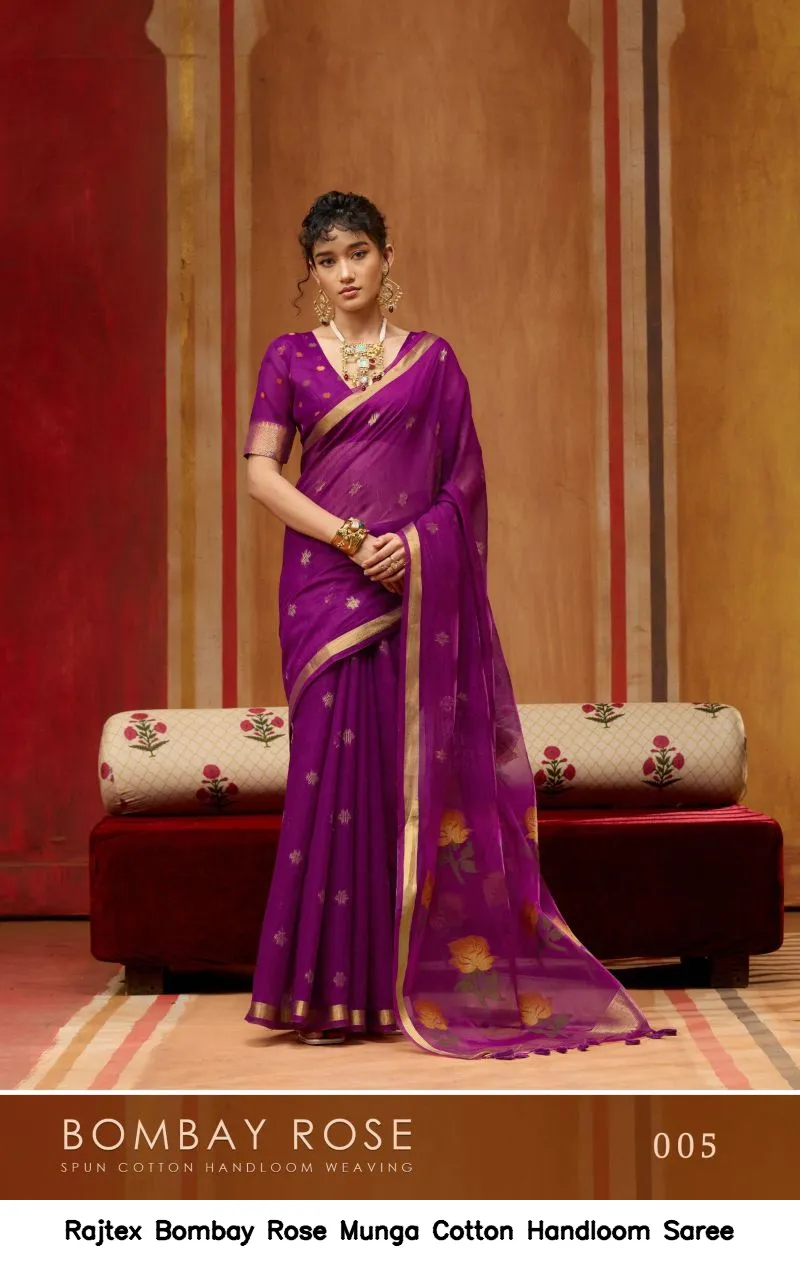 Rajtex Bombay Rose Munga Cotton Handloom Saree - Image 3