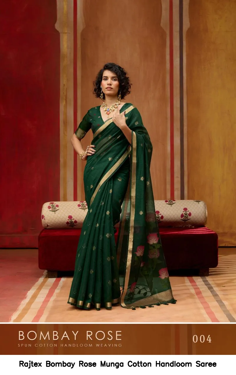 Rajtex Bombay Rose Munga Cotton Handloom Saree - Image 5