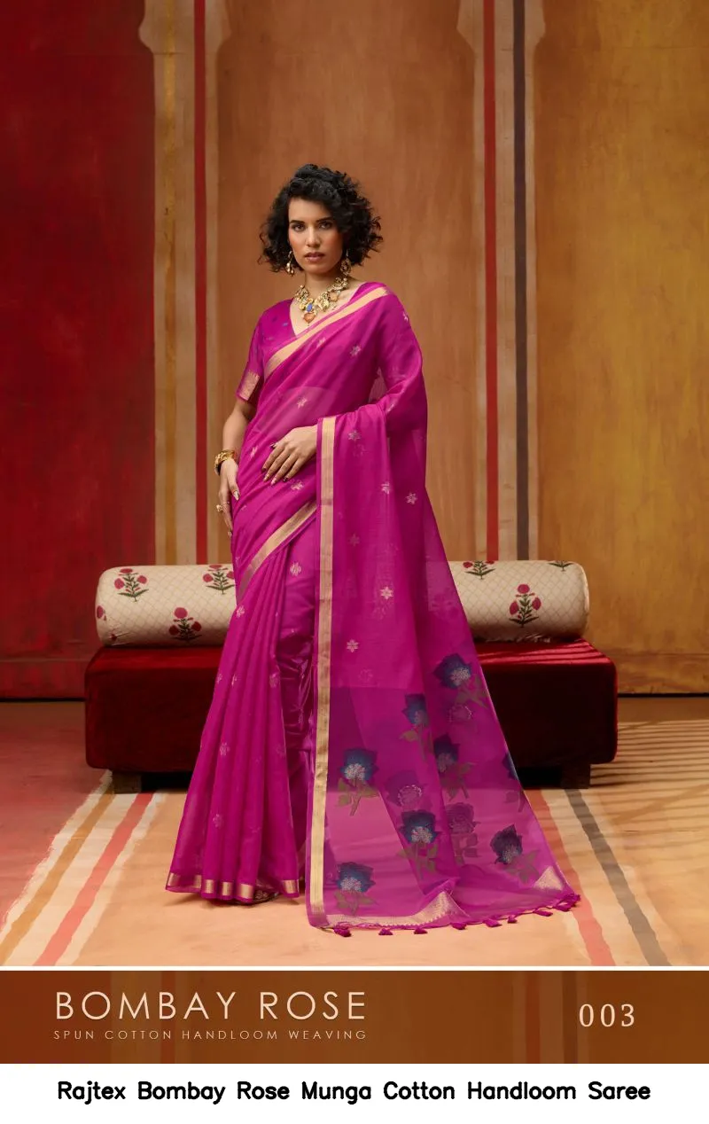 Rajtex Bombay Rose Munga Cotton Handloom Saree - Image 6