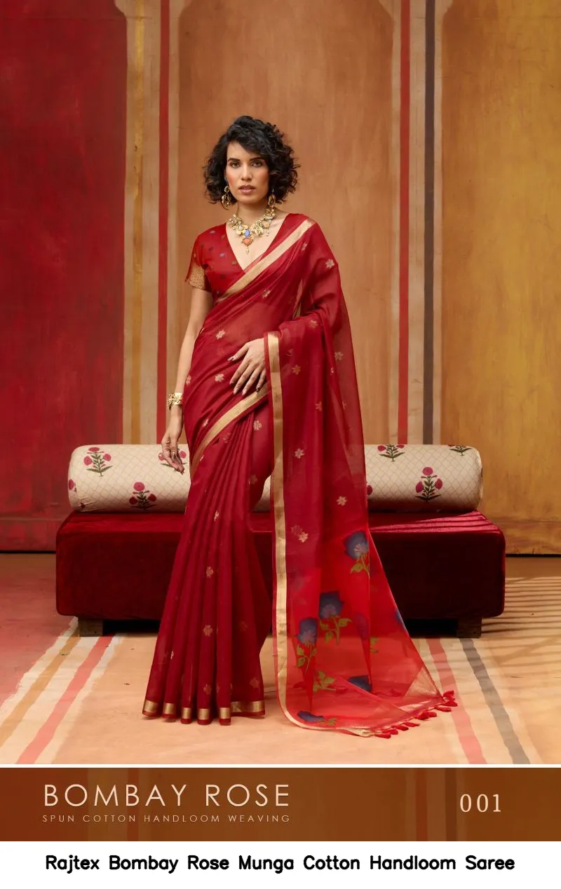 Rajtex Bombay Rose Munga Cotton Handloom Saree - Image 7
