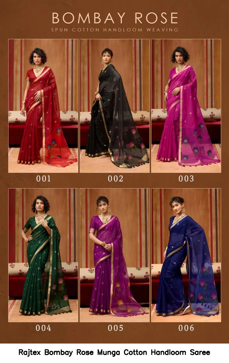 Rajtex Bombay Rose Munga Cotton Handloom Saree - Image 8