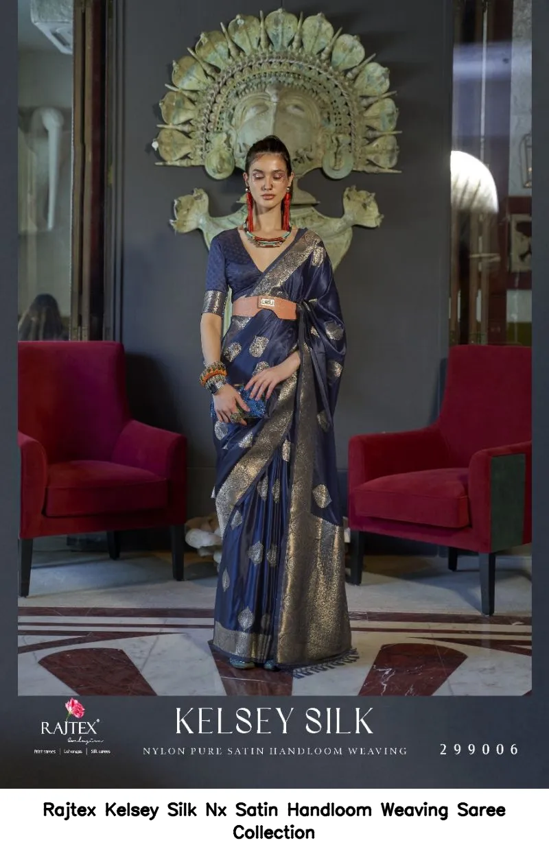 Rajtex Kelsey Silk Nx Satin Handloom Weaving Saree Collection - Image 3