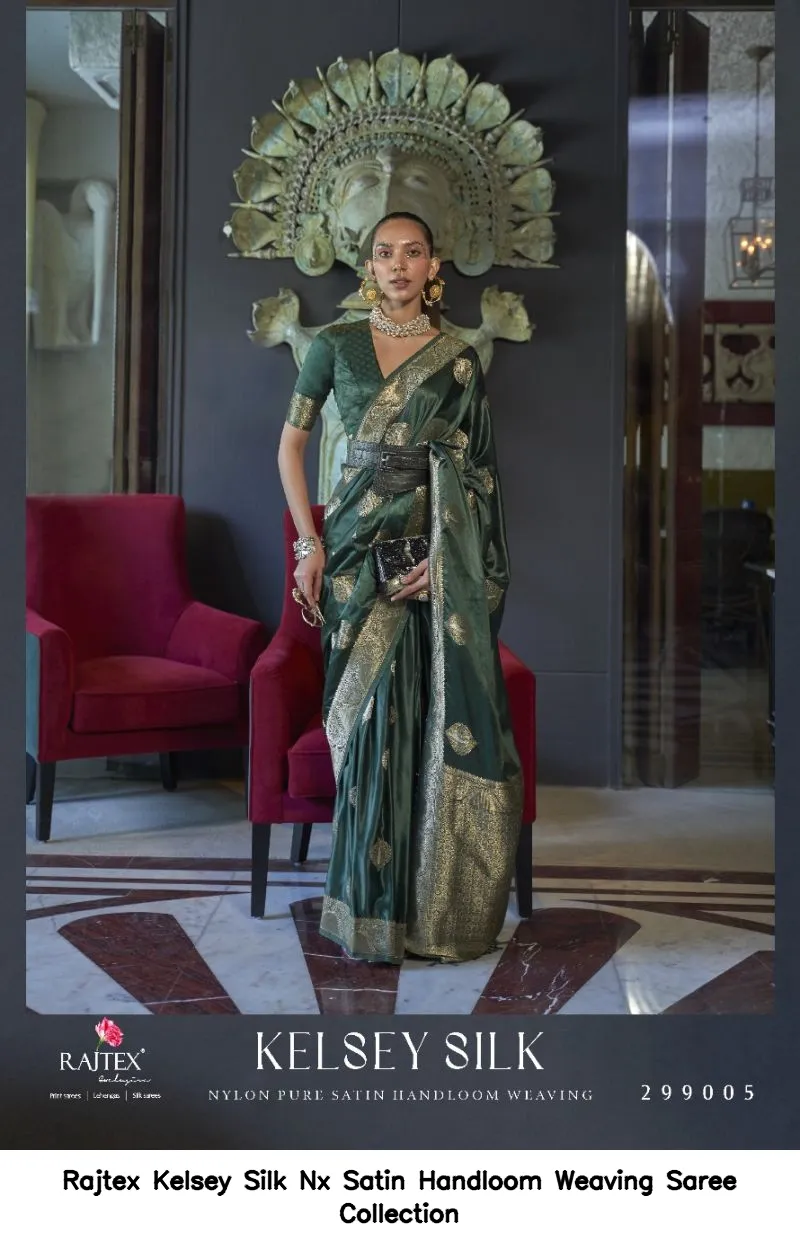 Rajtex Kelsey Silk Nx Satin Handloom Weaving Saree Collection - Image 4