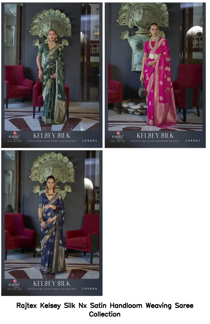 Rajtex Kelsey Silk Nx Satin Handloom Weaving Saree Collection - Image 5