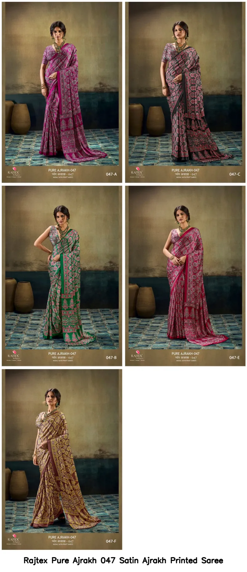 Rajtex Pure Ajrakh 047 Satin Ajrakh Printed Saree - Image 6