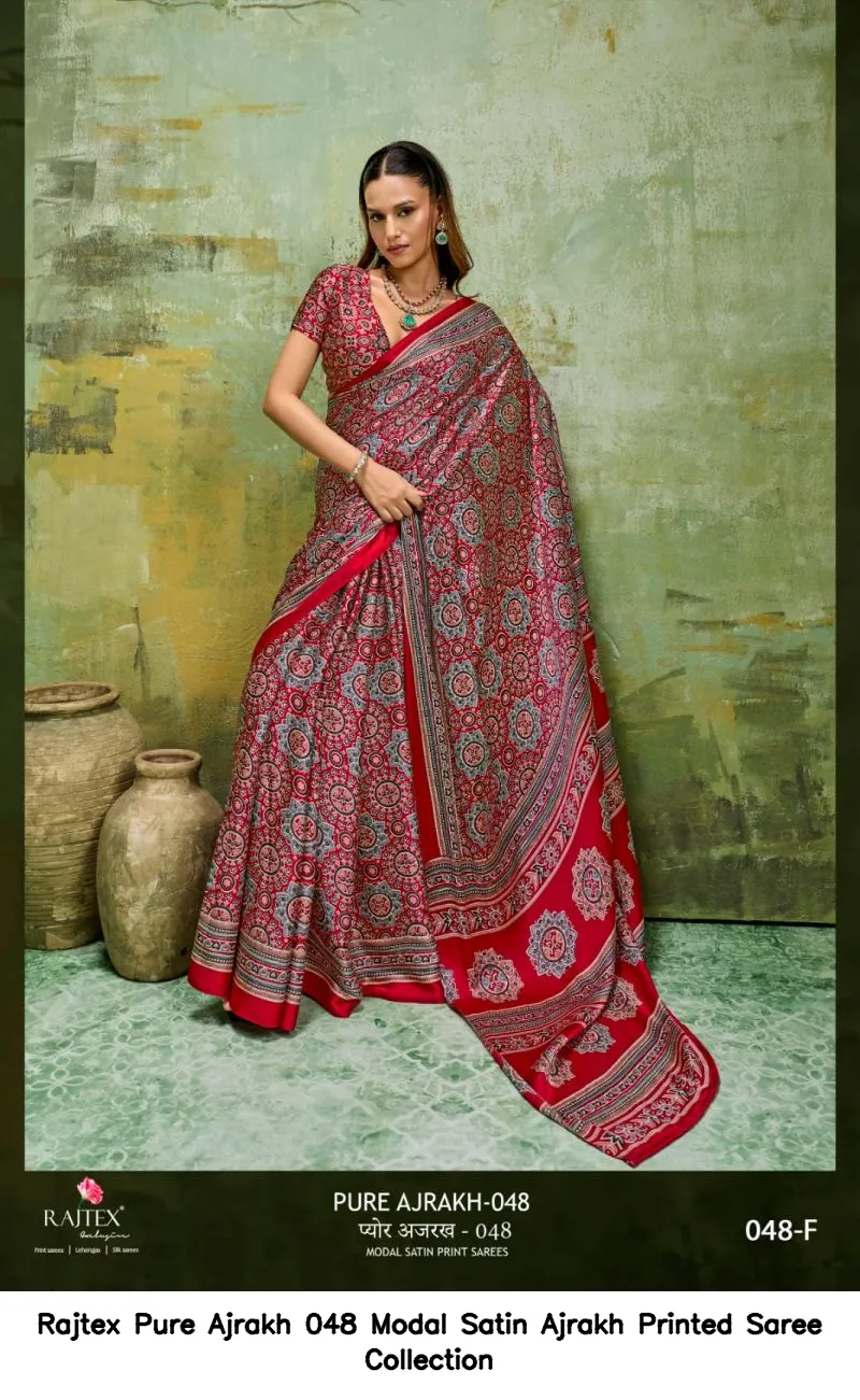 Rajtex Pure Ajrakh 048 Modal Satin Ajrakh Printed Saree Collection - Image 3