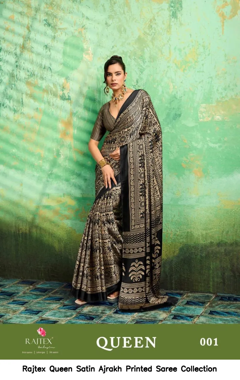 Rajtex Queen Satin Ajrakh Printed Saree Collection - Image 3