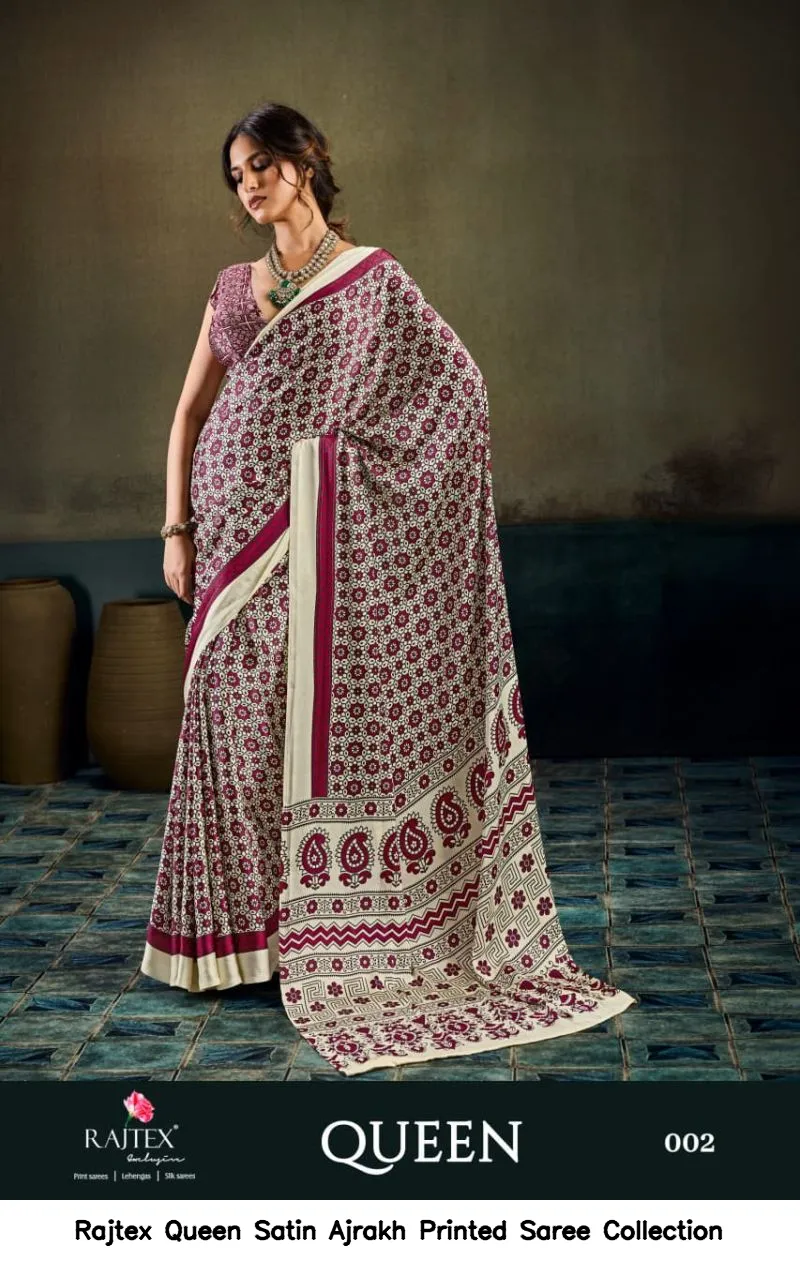 Rajtex Queen Satin Ajrakh Printed Saree Collection - Image 6