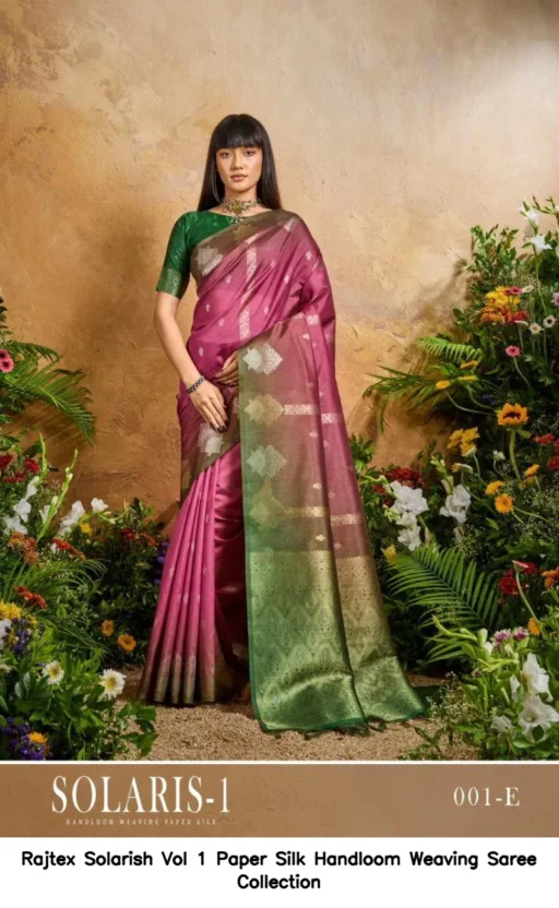 Rajtex Solarish Vol 1 Paper Silk Handloom Weaving Saree Collection