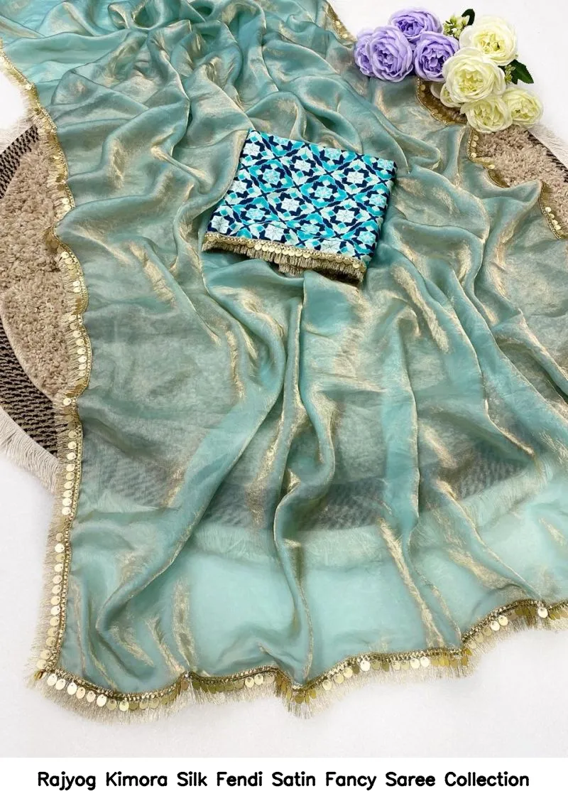 Rajyog Kimora Silk Fendi Satin Fancy Saree Collection - Image 3