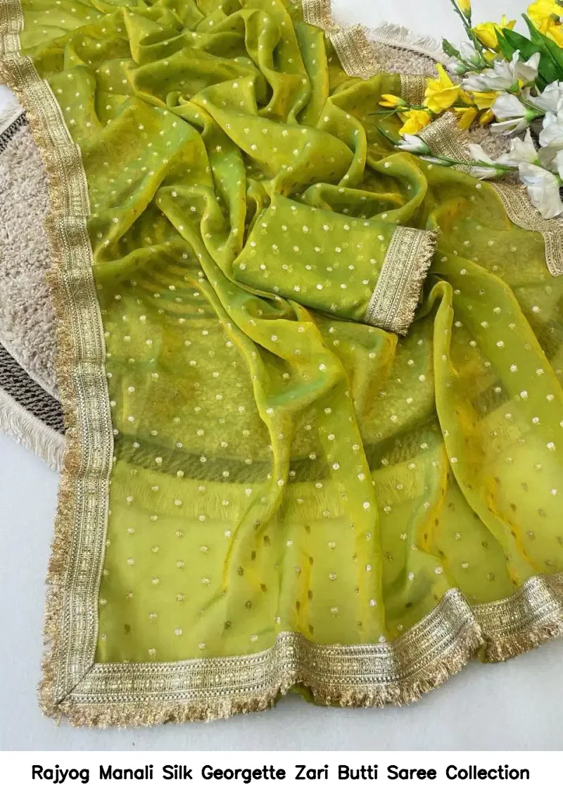 Rajyog Manali Silk Georgette Zari Butti Saree Collection - Image 2