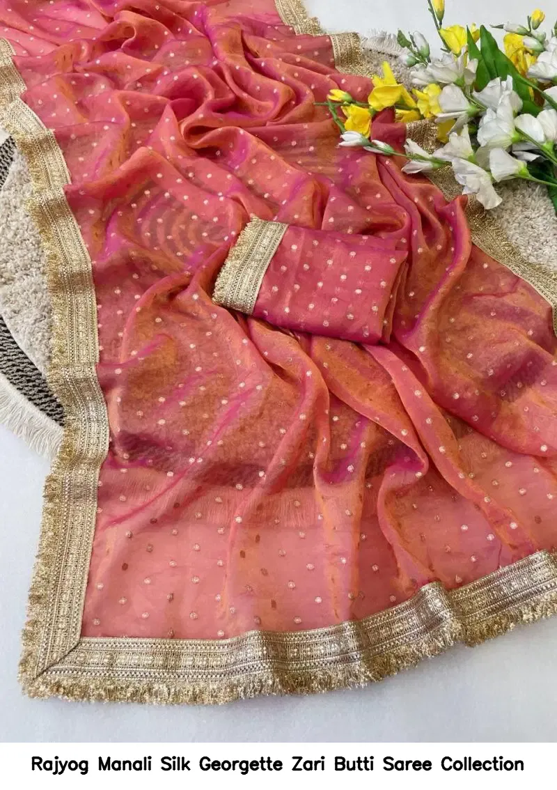 Rajyog Manali Silk Georgette Zari Butti Saree Collection - Image 3