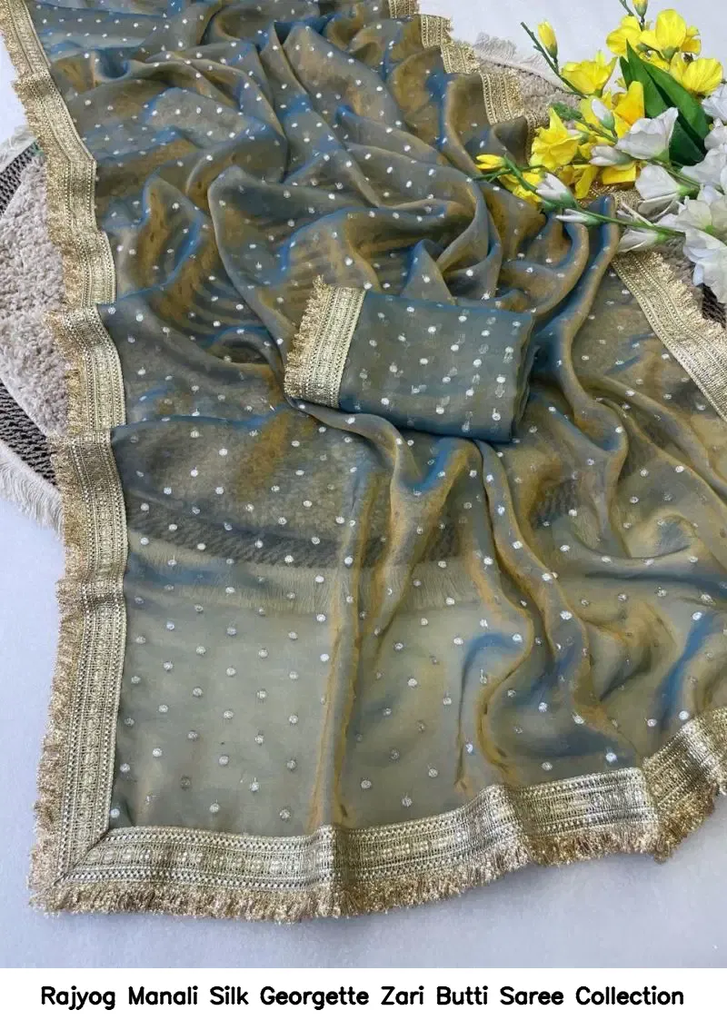 Rajyog Manali Silk Georgette Zari Butti Saree Collection - Image 4