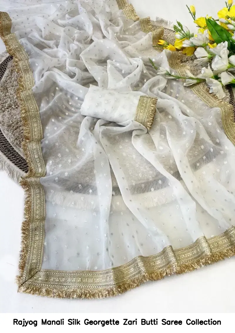 Rajyog Manali Silk Georgette Zari Butti Saree Collection - Image 5