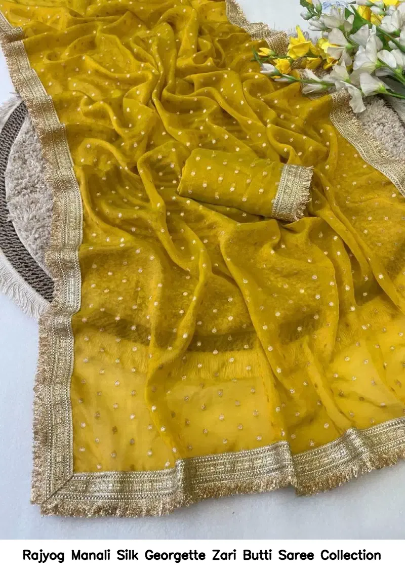 Rajyog Manali Silk Georgette Zari Butti Saree Collection - Image 7