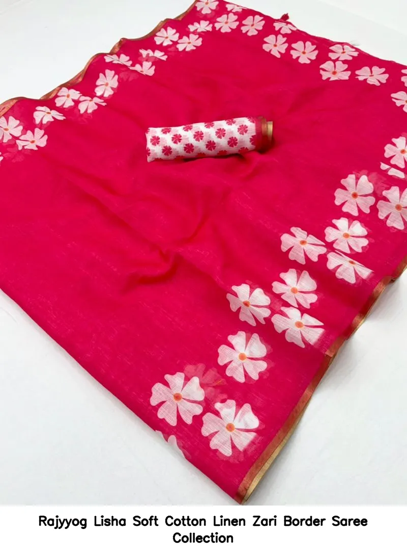 Rajyyog Lisha Soft Cotton Linen Zari Border Saree Collection - Image 15