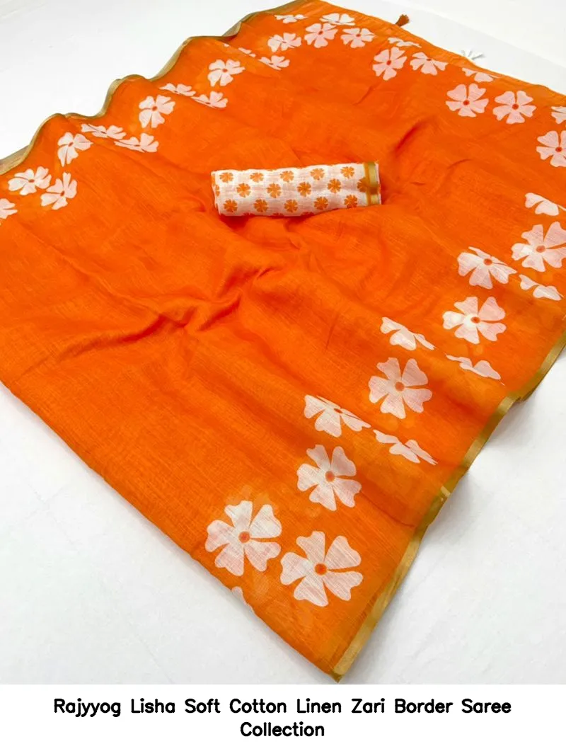 Rajyyog Lisha Soft Cotton Linen Zari Border Saree Collection - Image 16