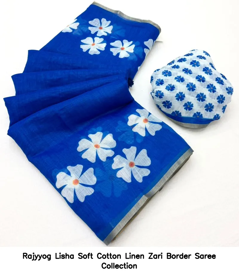Rajyyog Lisha Soft Cotton Linen Zari Border Saree Collection - Image 6