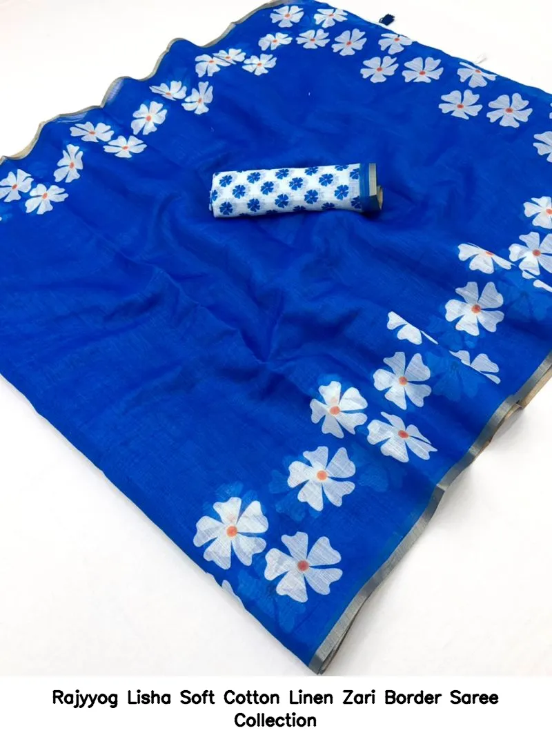 Rajyyog Lisha Soft Cotton Linen Zari Border Saree Collection - Image 9