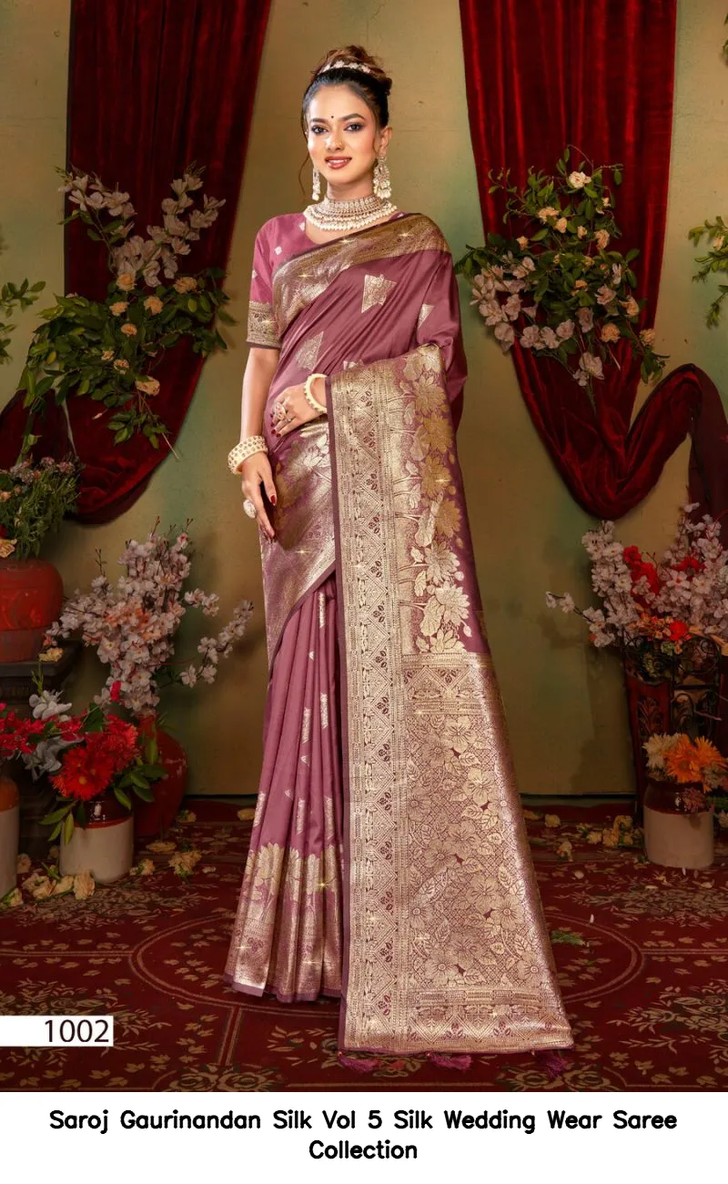 Saroj Gaurinandan Silk Vol 5 Silk Wedding Wear Saree Collection - Image 3