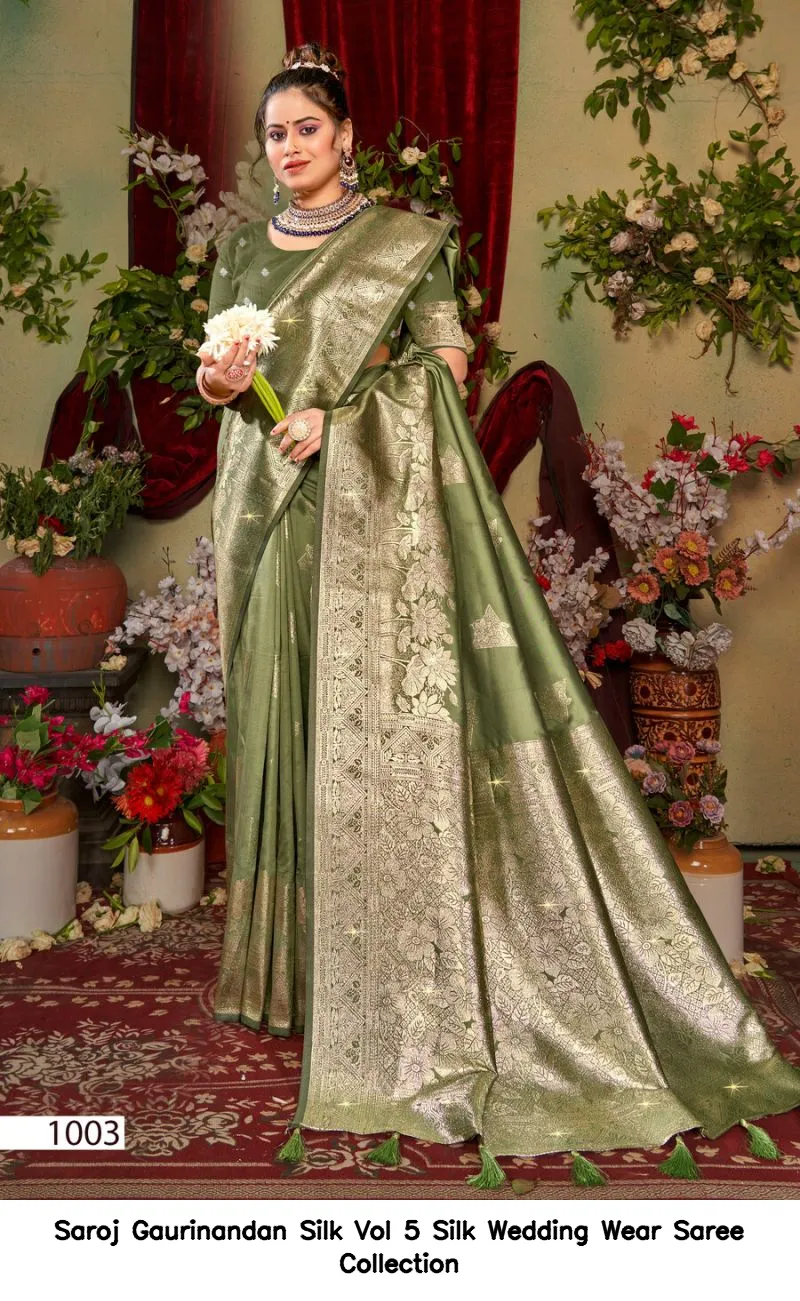 Saroj Gaurinandan Silk Vol 5 Silk Wedding Wear Saree Collection - Image 5