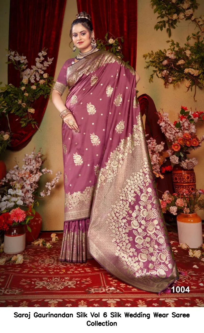 Saroj Gaurinandan Silk Vol 6 Silk Wedding Wear Saree Collection - Image 2