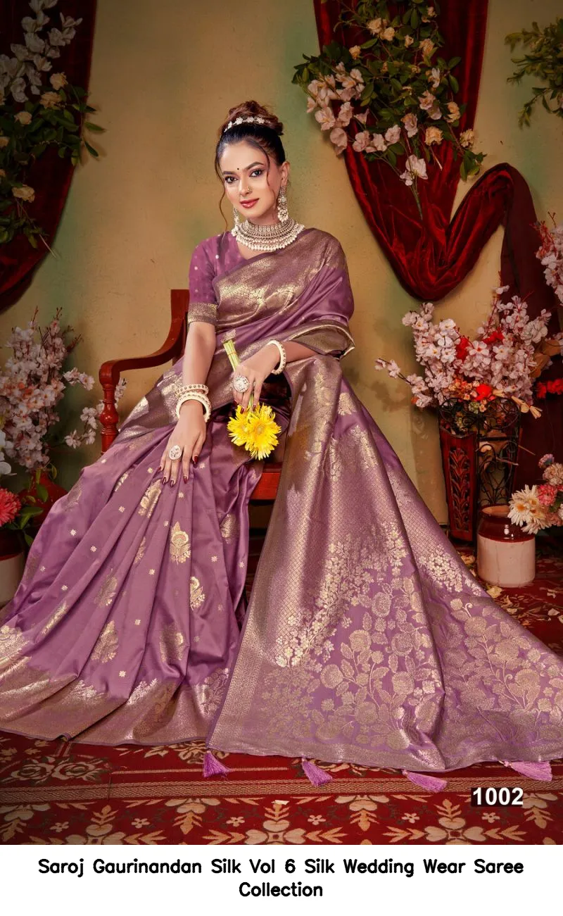 Saroj Gaurinandan Silk Vol 6 Silk Wedding Wear Saree Collection - Image 3